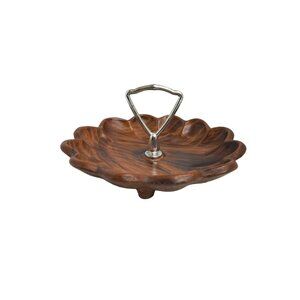 vintage cal. orics. pottery usa 324 clay wood grain small nut tray